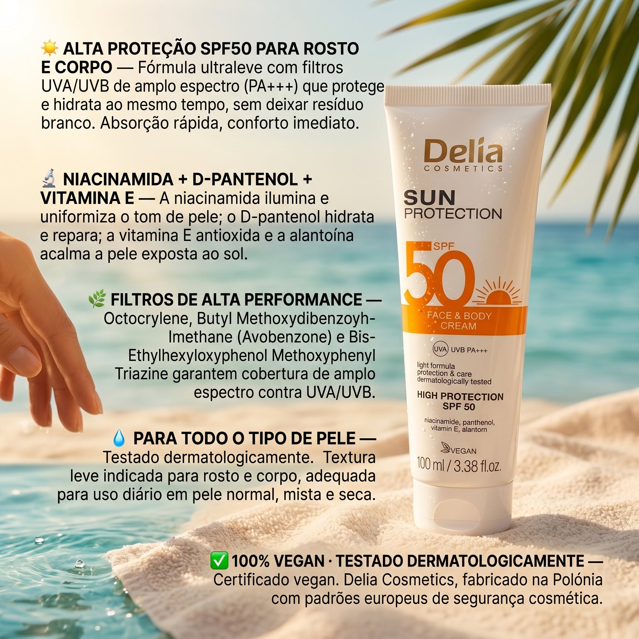 Delia Sun Protection Creme Solar Face & Corpo SPF50 100ml