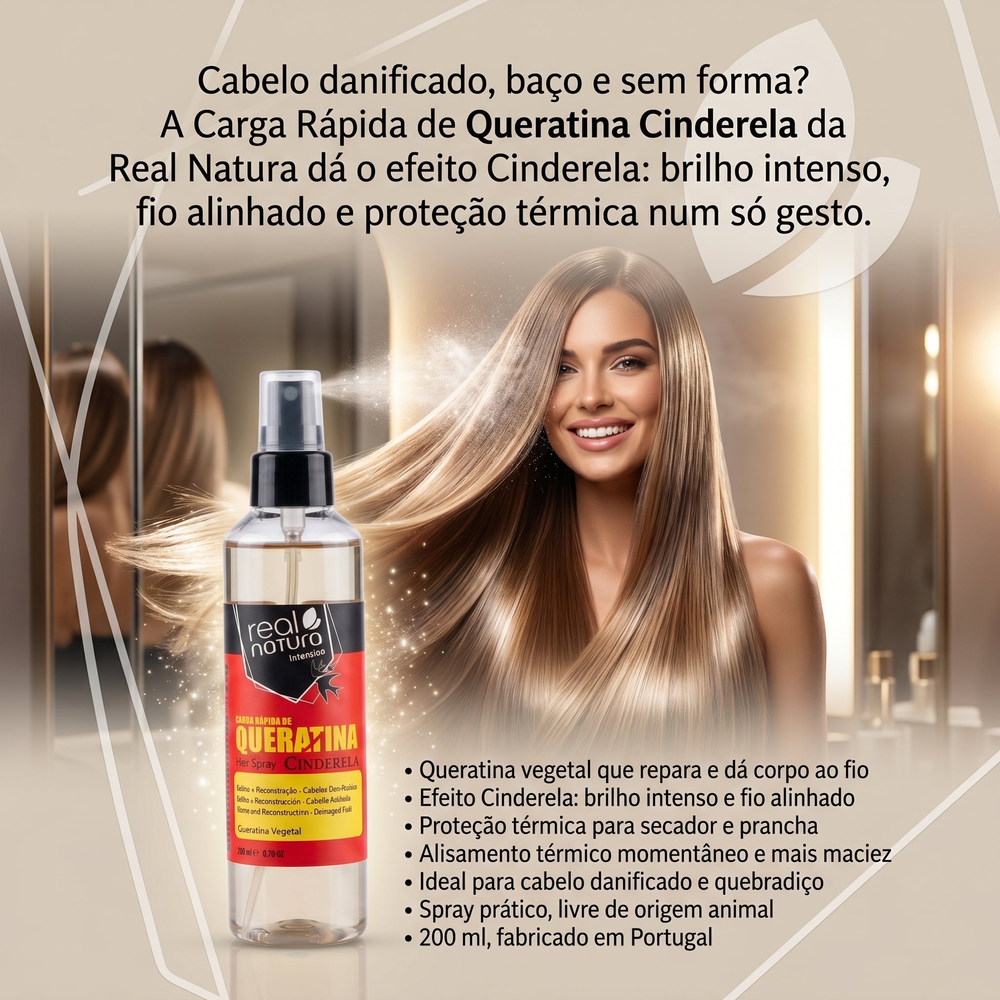 Real Natura Carga Rápida de Queratina Cinderela Spray 200ml