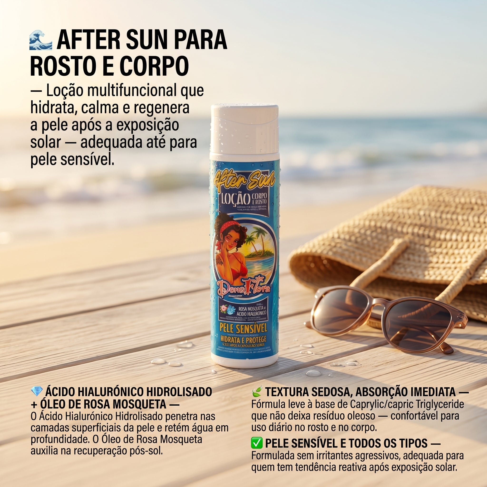 Dona Flora After Sun Loção Corpo e Rosto Pele Sensível 250ml