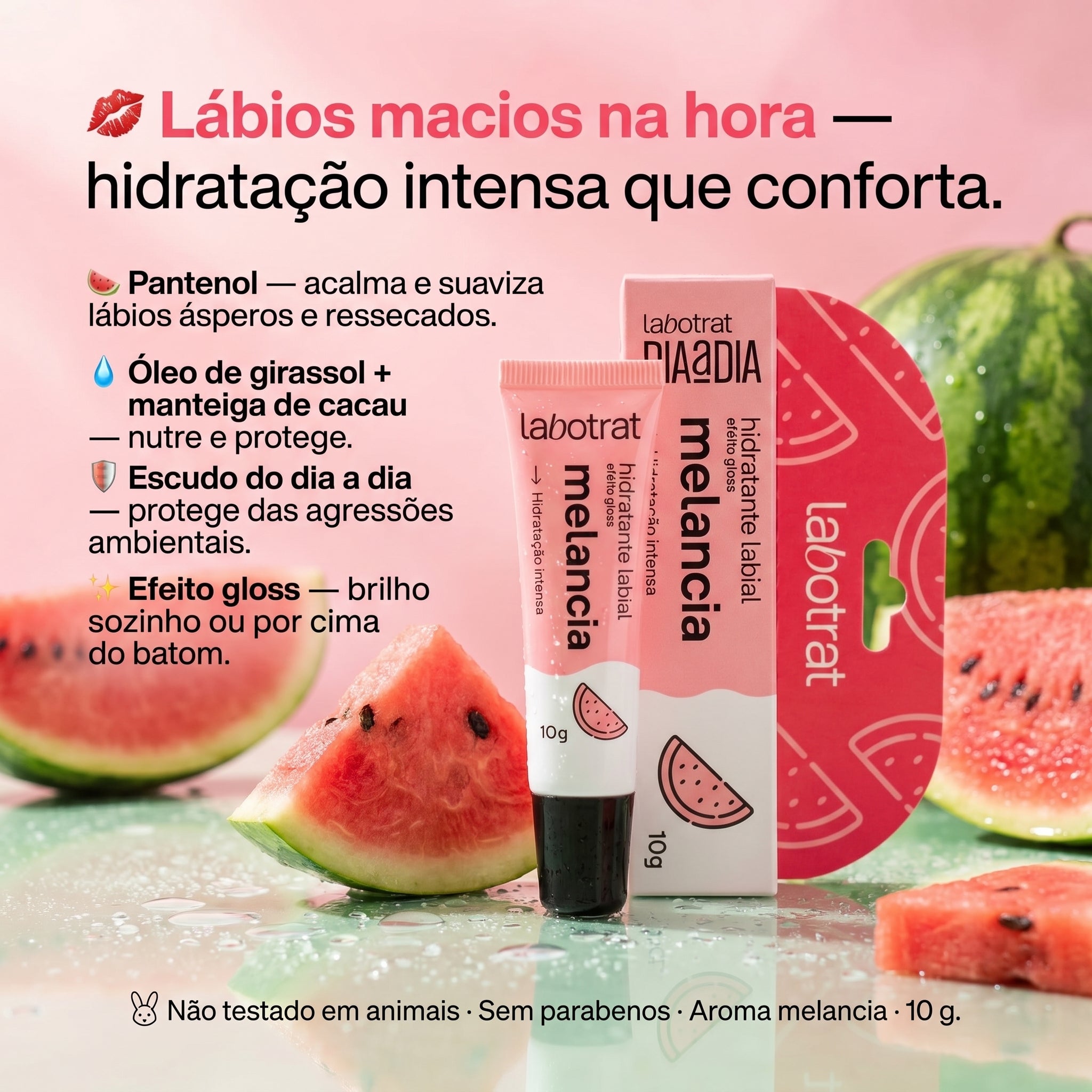 Labotrat Dia a Dia Hidratante Labial Melancia – Efeito Gloss 10g