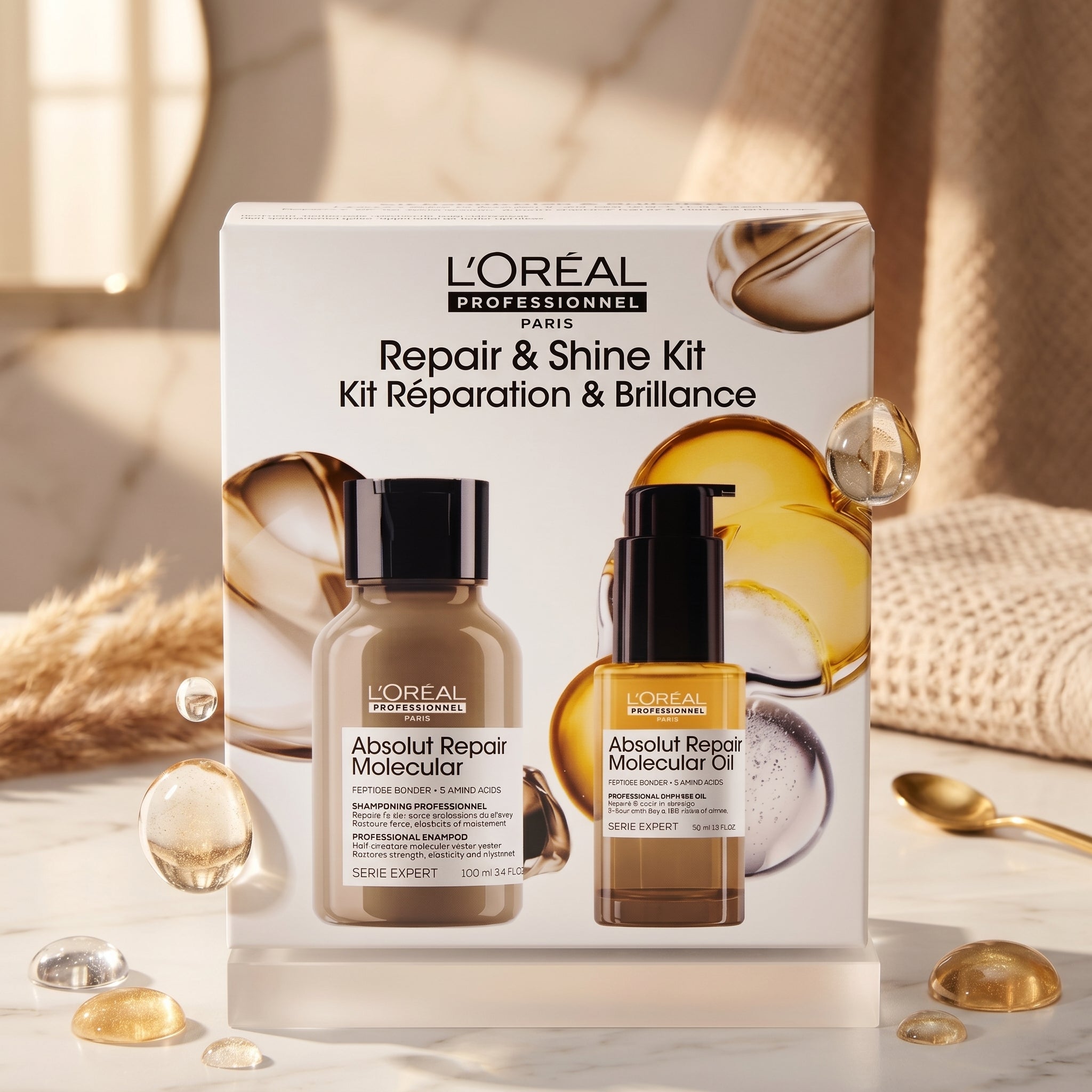 L'Oréal Professionnel Absolut Repair Molecular Pack Reparação & Brilho — Shampoo 100ml + Óleo 30ml
