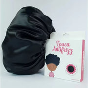 Soulta Touca Cetim Anti Frizz com Elástico Ajustável Preta Camada Dupla