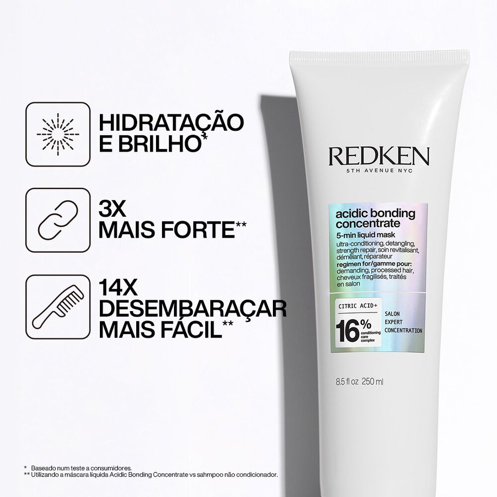 Redken Acidic Bonding Máscara 5min — 3x mais forte, 14x mais fácil desembaraçar