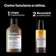 Rotina de 2 passos L'Oréal Professionnel Absolut Repair Molecular: shampoo e óleo bifásico