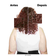 Antes e depois em cabelo encaracolado acobreado com L'Oréal Professionnel Vitamino Color