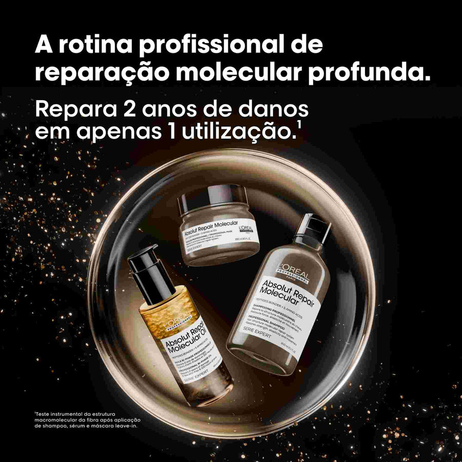 L'Oréal Professionnel Absolut Repair Molecular shampoo, máscara e óleo, que repara 2 anos de danos