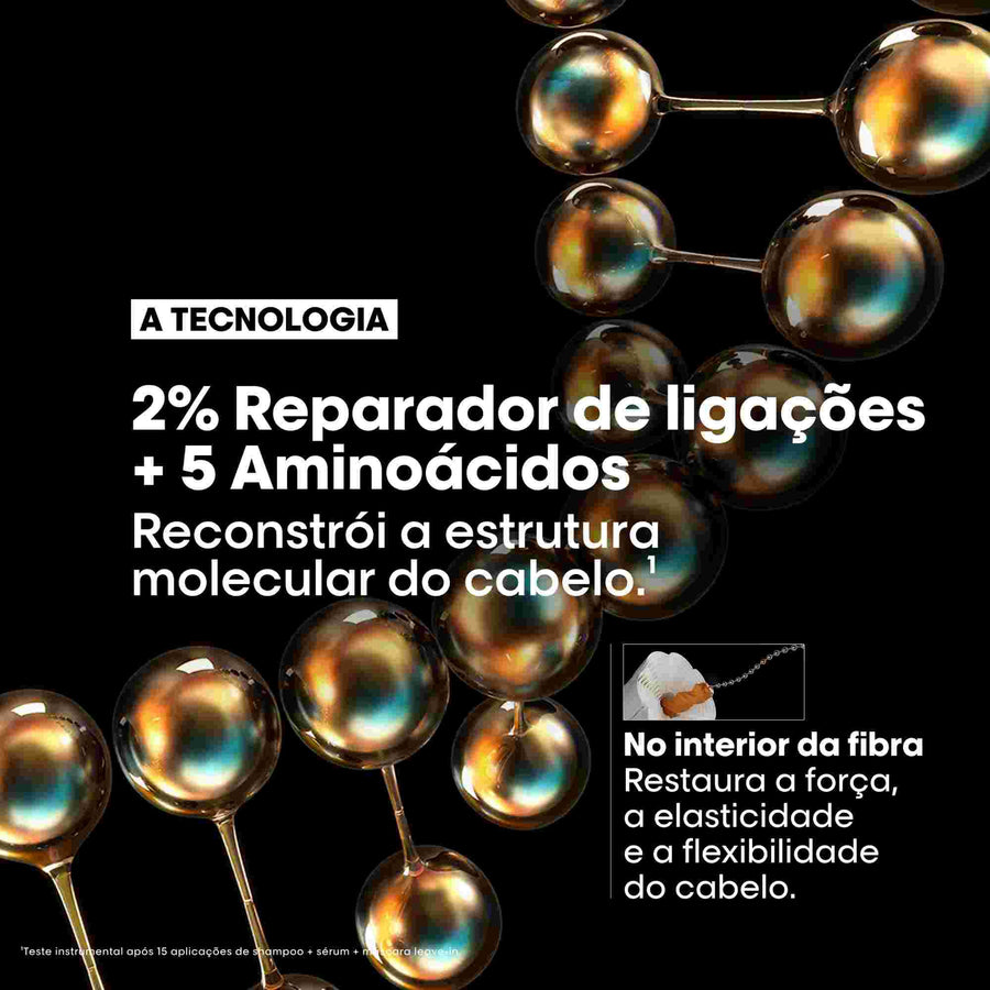 Ativo da fórmula L'Oréal Professionnel Absolut Repair Molecular: 2% de reparador de ligações e os 5 aminoácidos