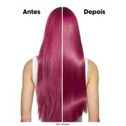 Antes e depois em cabelo magenta com L'Oréal Professionnel Vitamino Color Spectrum