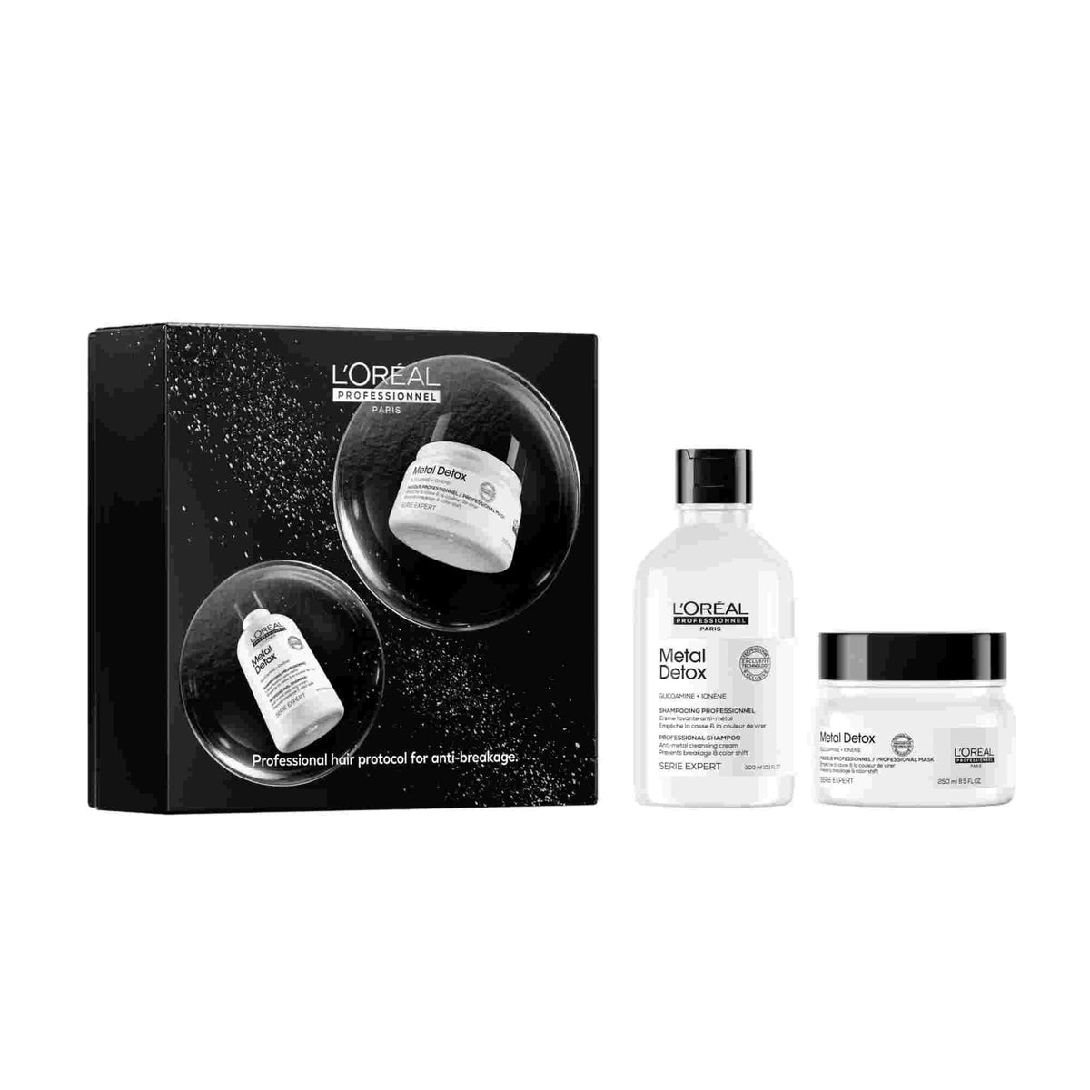 L'Oréal Professionnel Metal Detox Pack Natal Shampoo e Máscara, caixa de Natal com os produtos