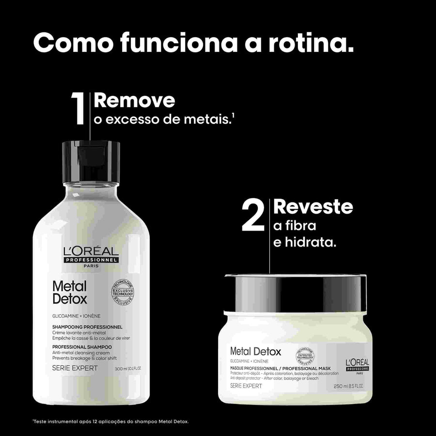 Rotina de 2 passos L'Oréal Professionnel Metal Detox: shampoo e máscara