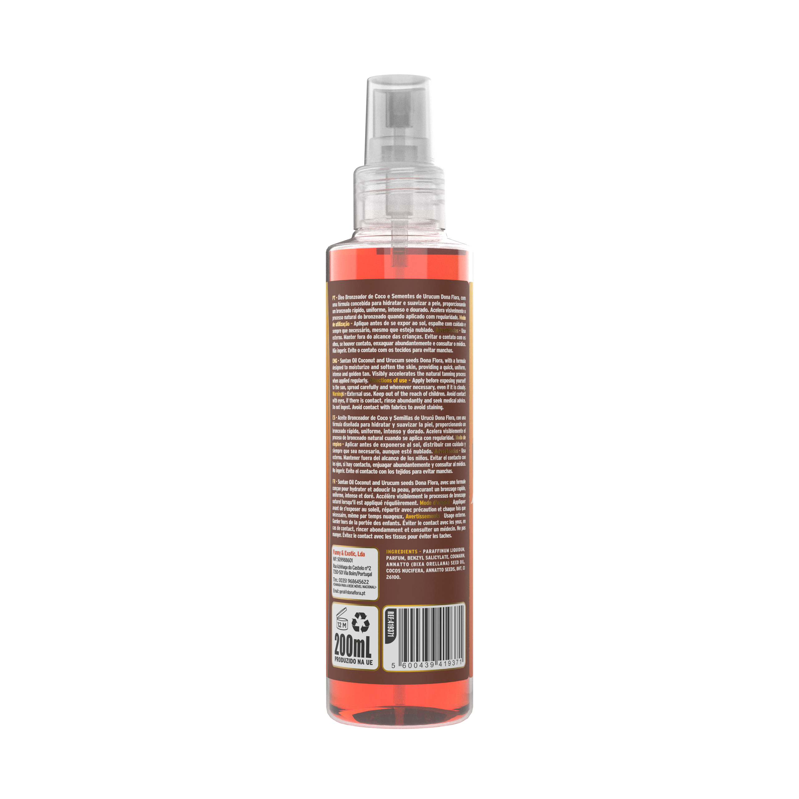 Dona Flora Óleo Bronzeador Coco & Urucum Bronzeado Acelerado 200ml