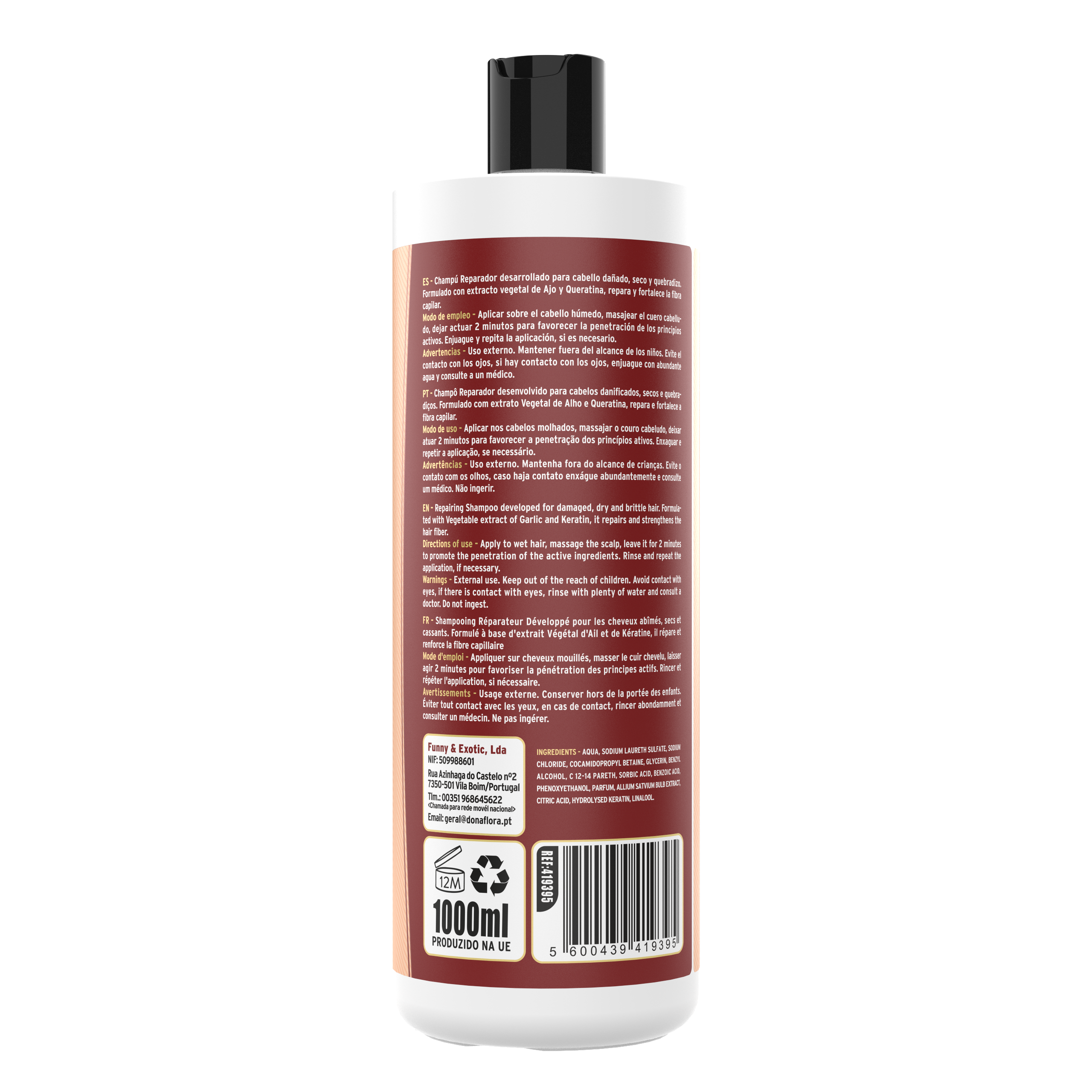 Dona Flora Alho e Queratina Shampoo Reparador 1L