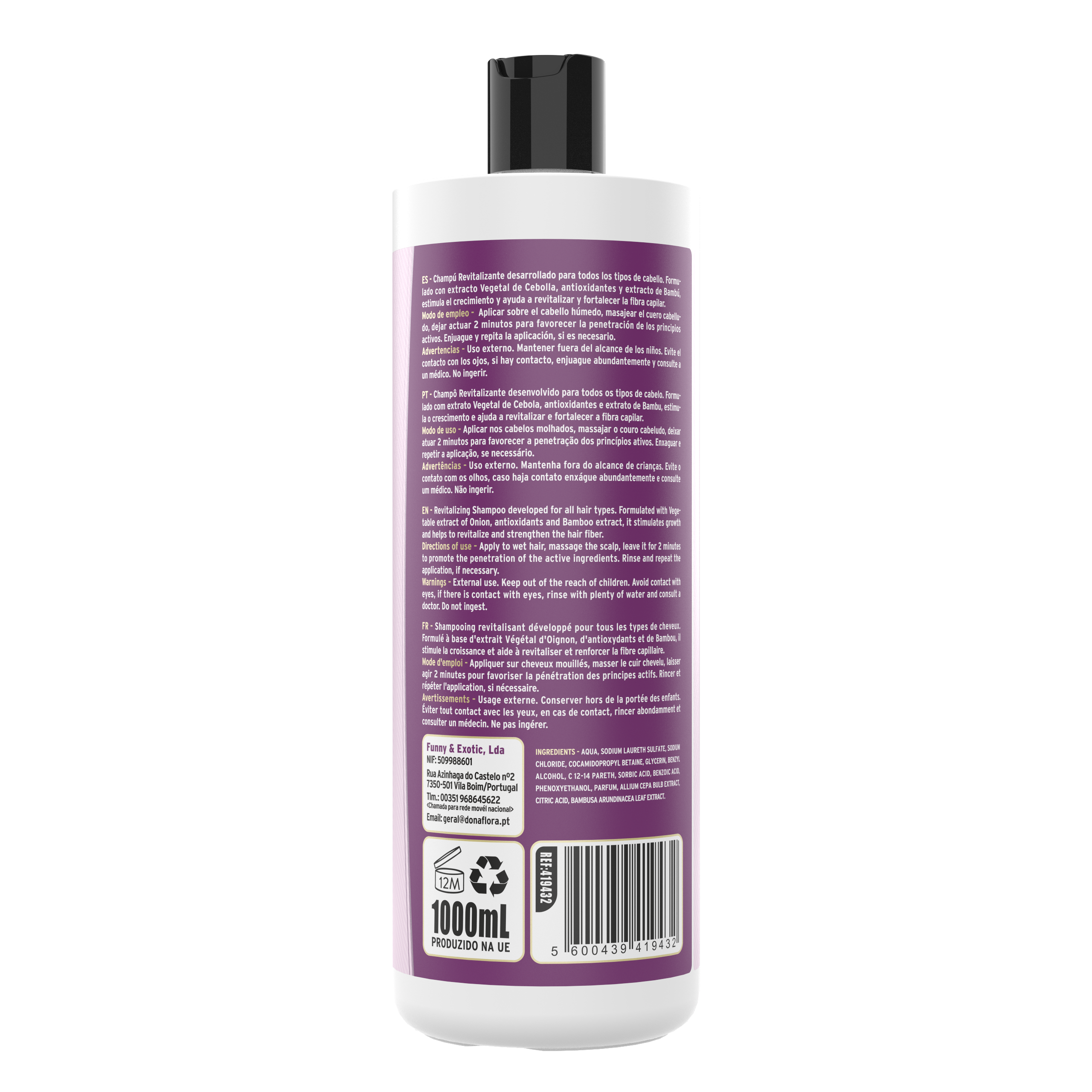 Dona Flora Cebola e Bambu Shampoo Revitalizante 1L