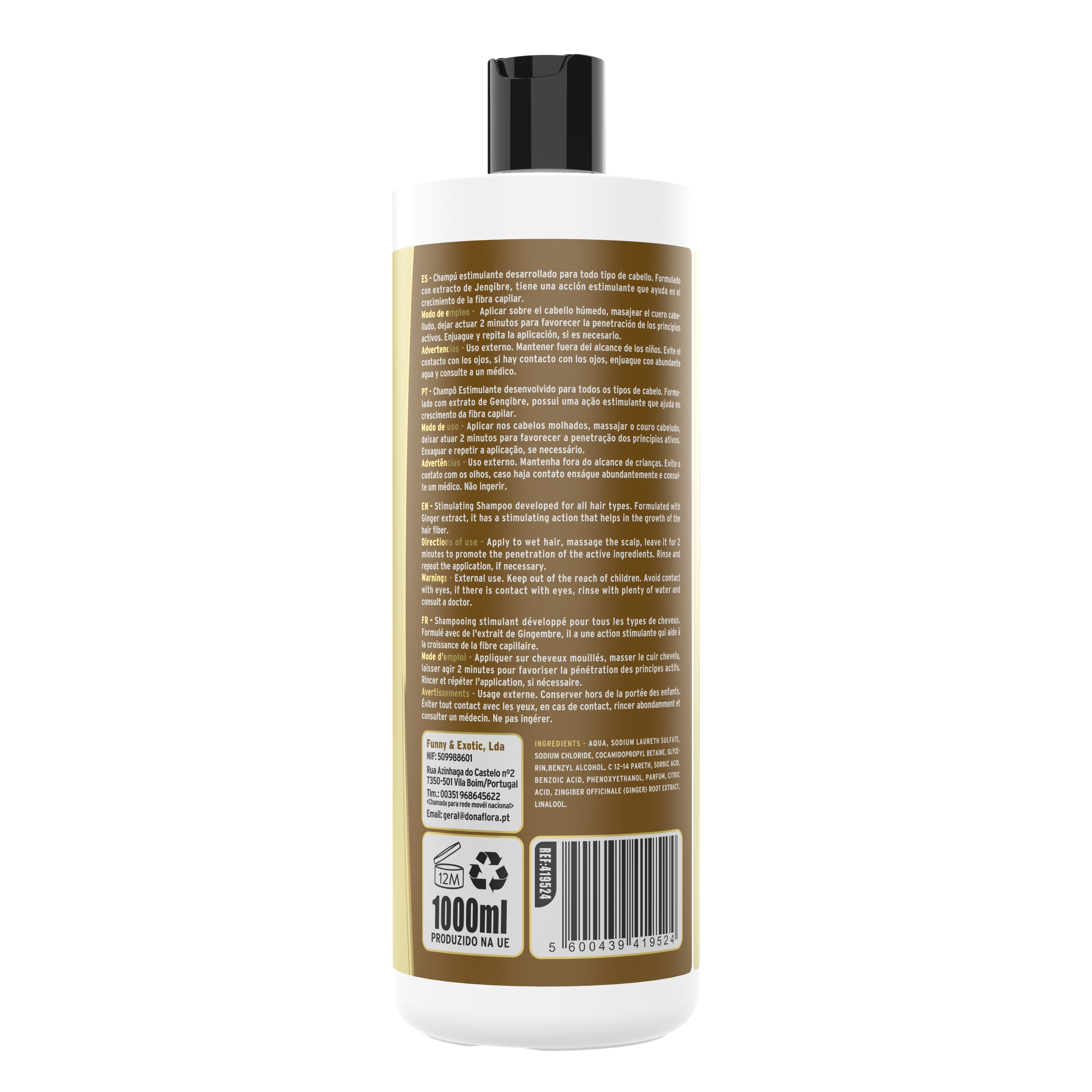 Dona Flora Gengibre Shampoo Crescimento & Fortalecimento 1L