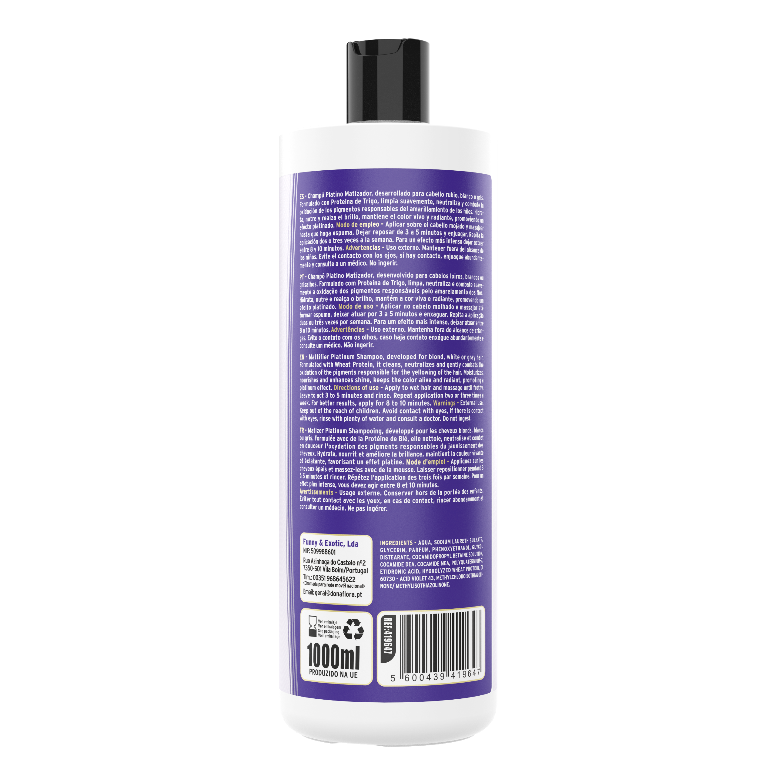 Dona Flora Platinado Shampoo Matizador & Nutrição 1L