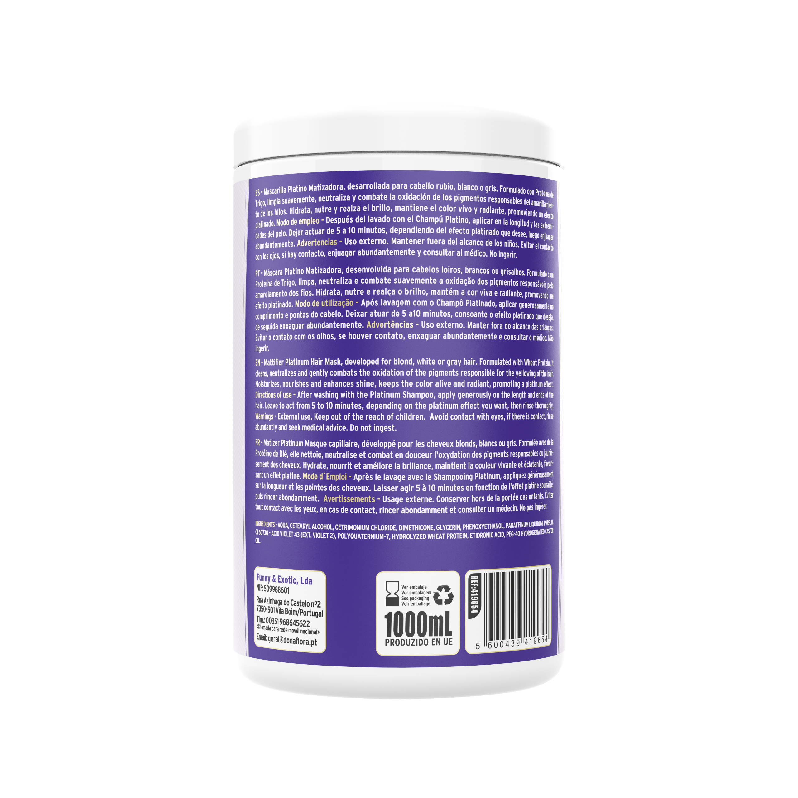 Dona Flora Platinado Máscara Matizadora & Nutrição 1kg