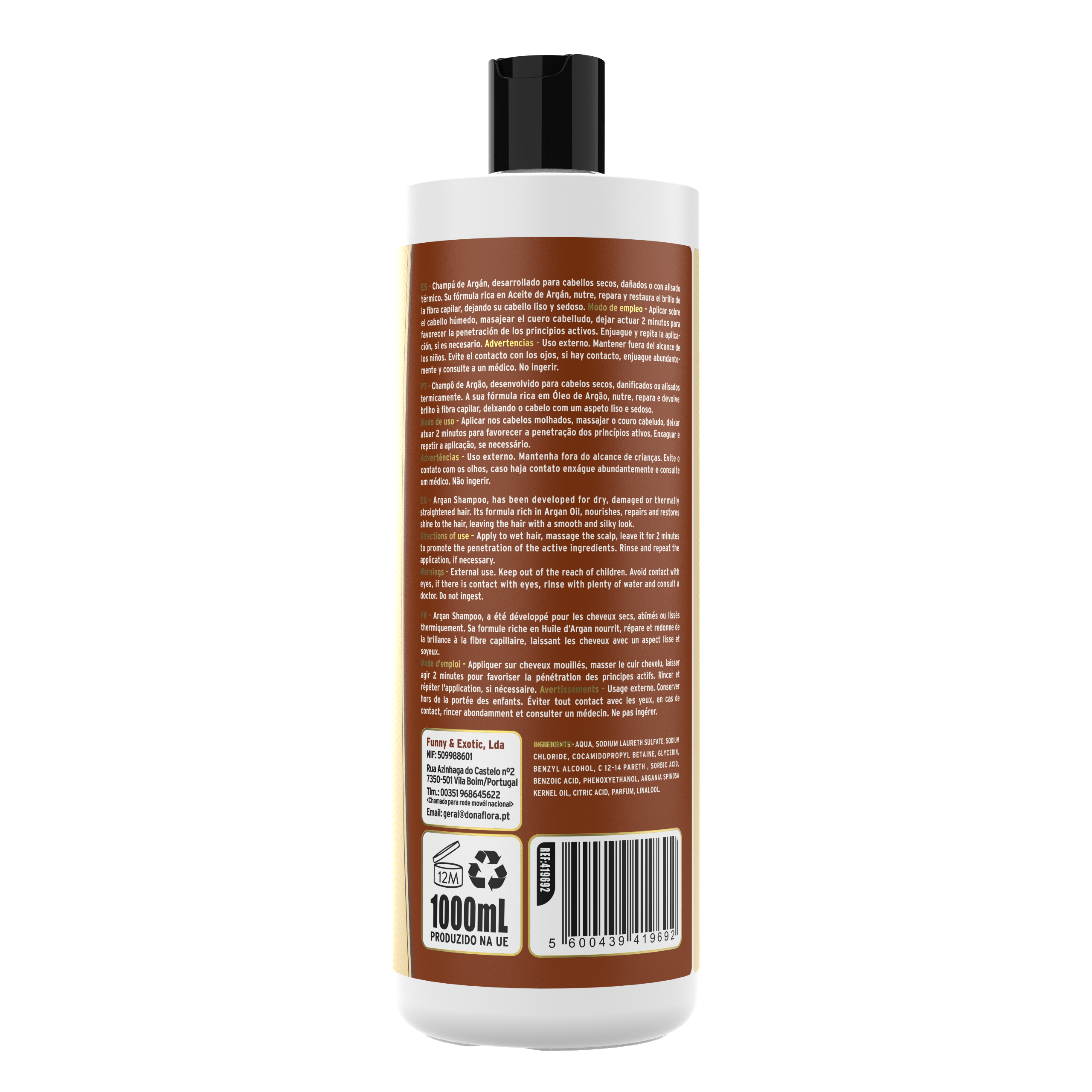 Dona Flora Argão Shampoo Nutrição & Brilho 1L
