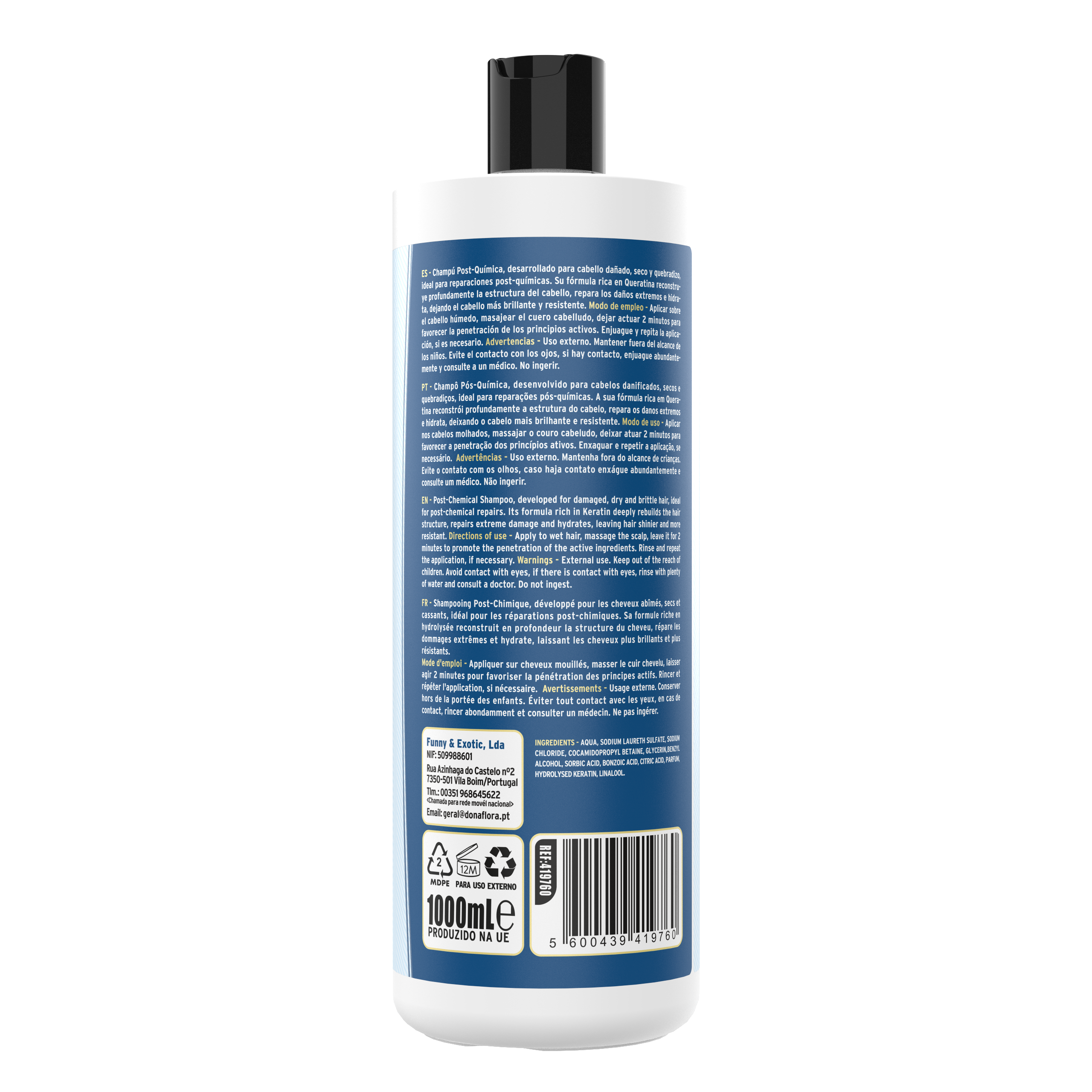 Dona Flora Pós-Química Shampoo Reparação & Reconstrução 1L