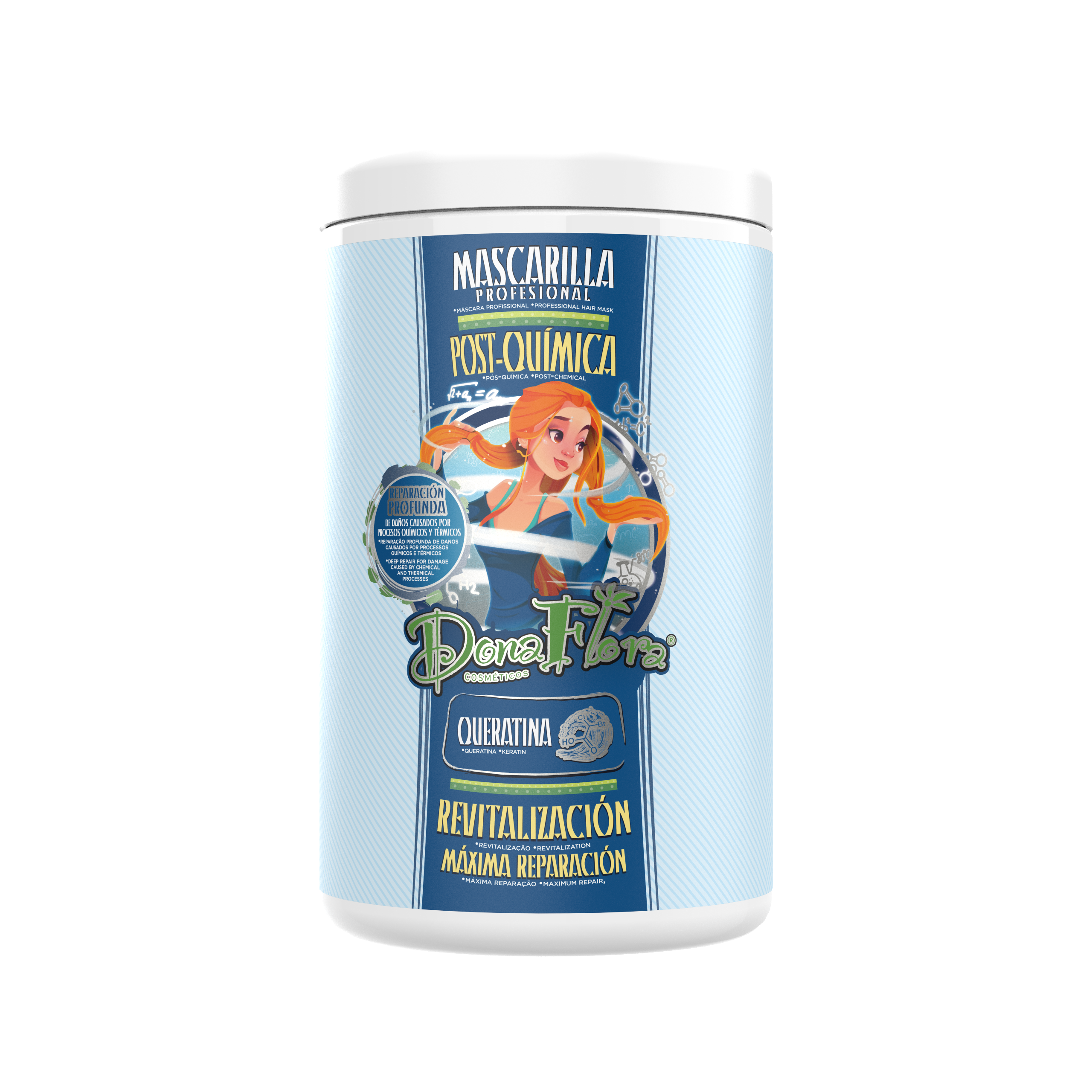 Dona Flora Pós-Química Máscara Capilar Reparação & Reconstrução 1kg