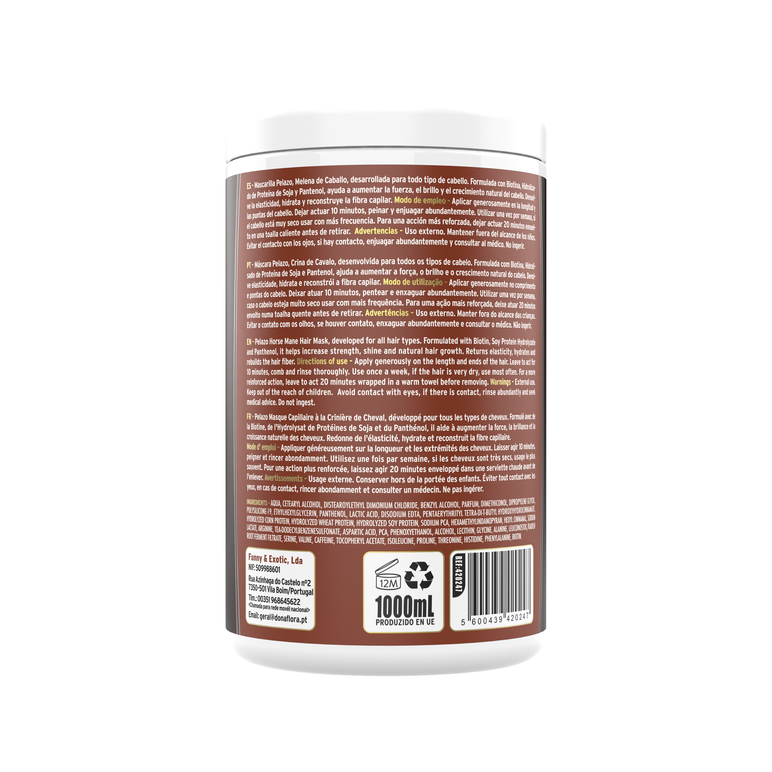 Dona Flora Crina de Cavalo Máscara Capilar Fortalecimento & Crescimento 1kg