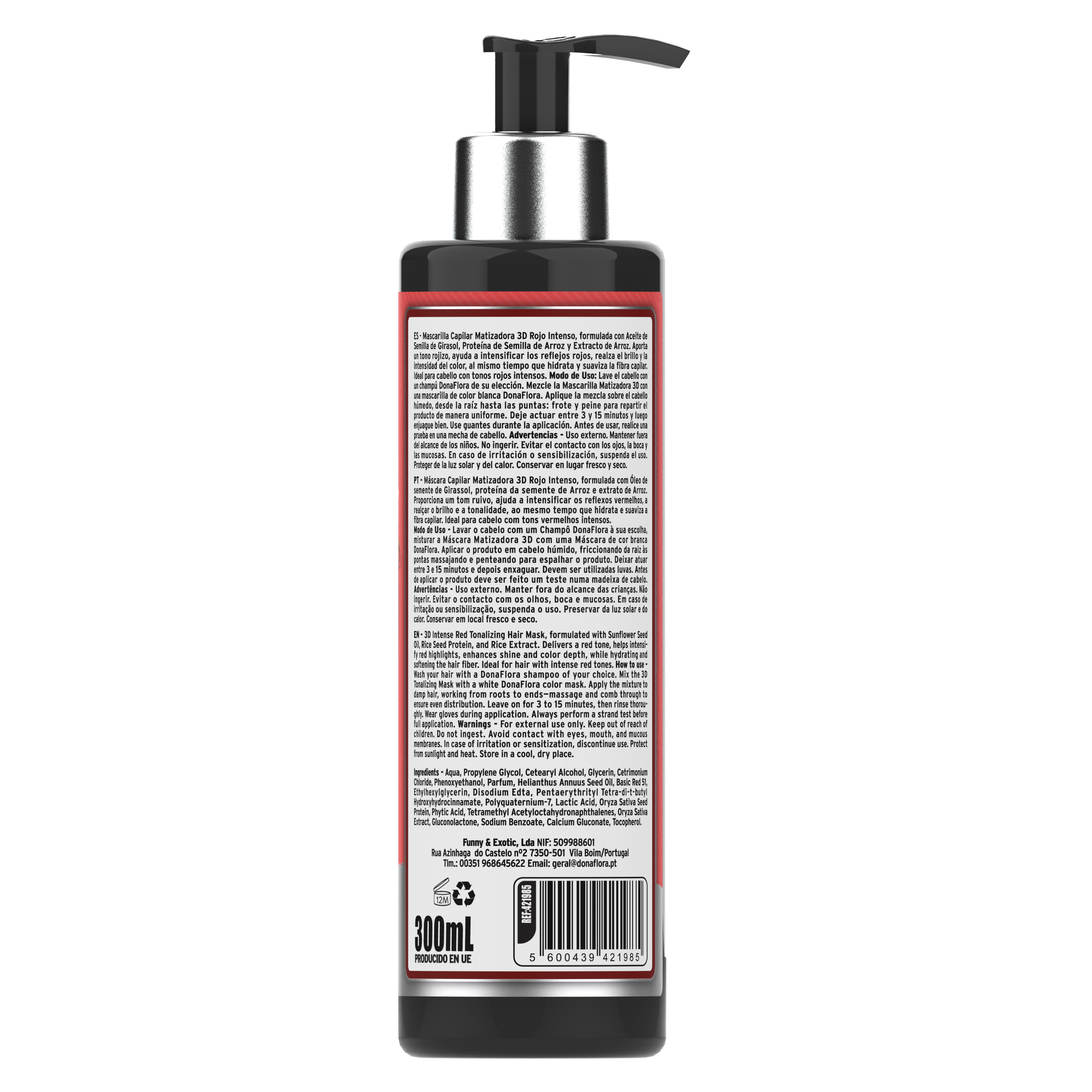 Dona Flora Matizadora 3D Vermelho Intenso Pigmento & Brilho 300ml