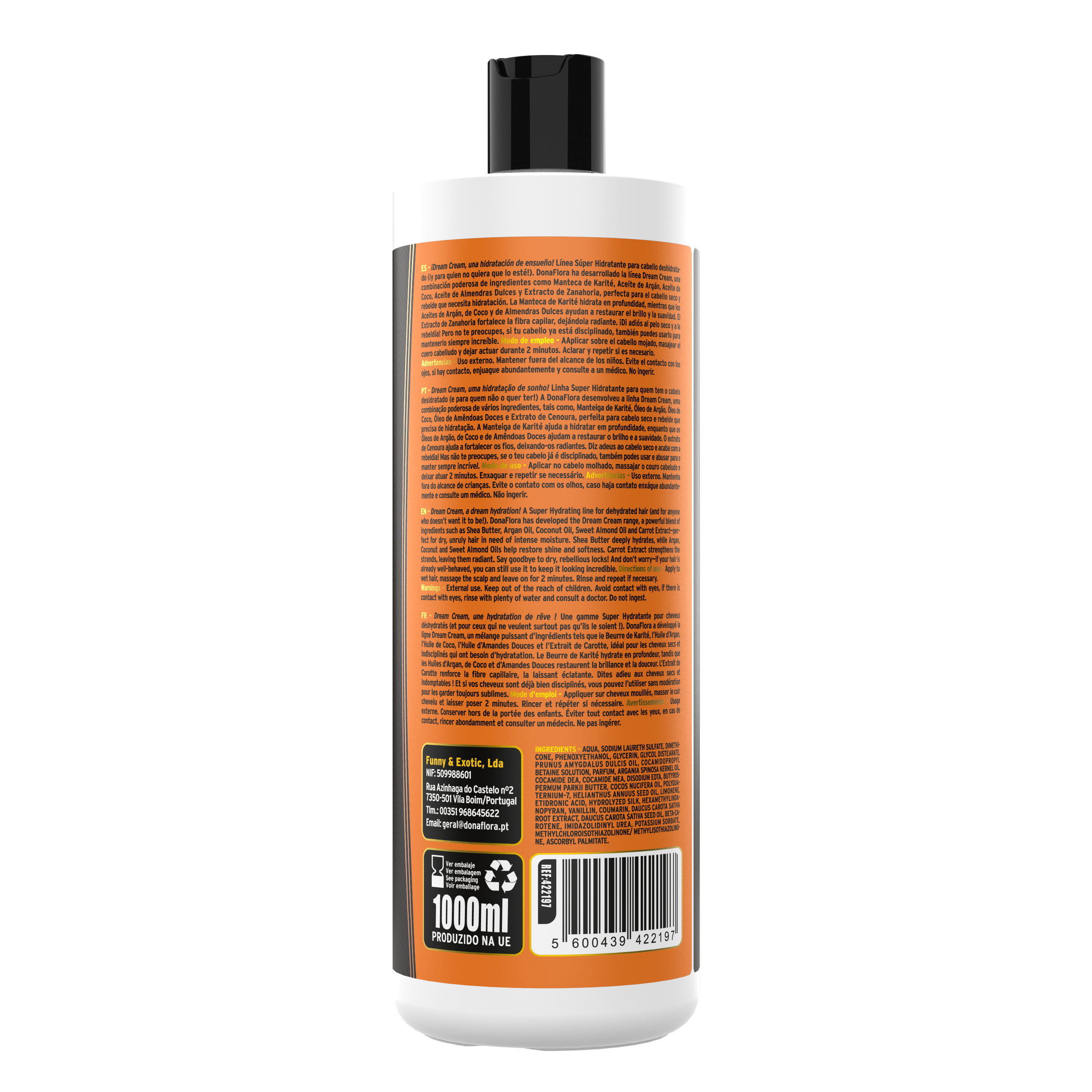 Dona Flora Dream Cream Shampoo Profissional Super Hidratante 1000ml