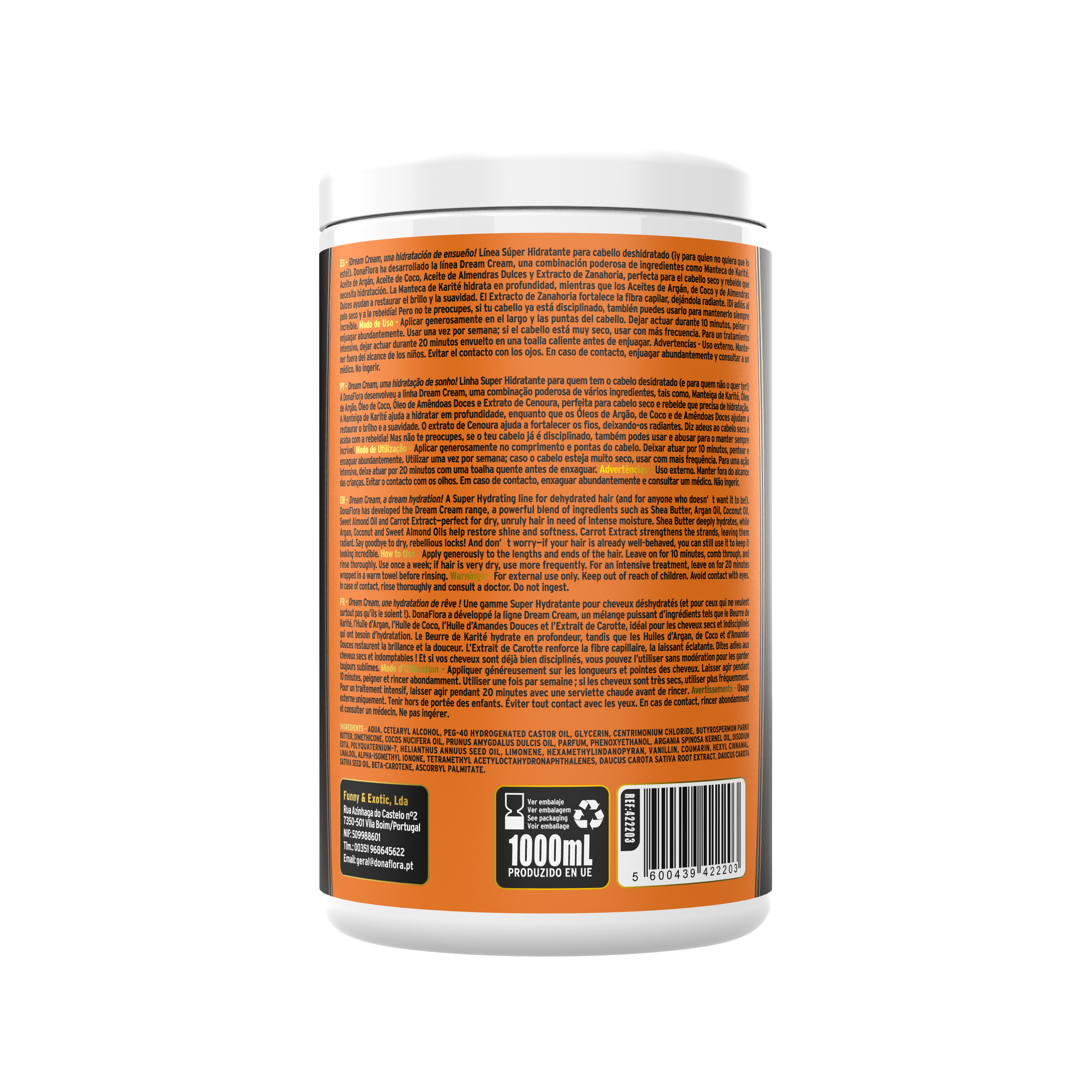 Dona Flora Dream Cream Máscara Capilar Profissional Super Hidratante 1000ml