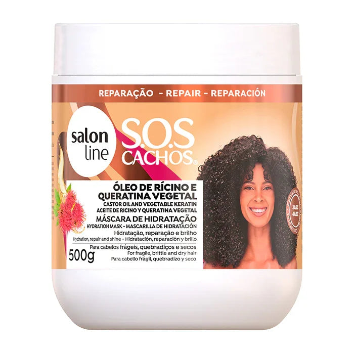 Salon Line SOS Cachos Rícino e Queratina Máscara 500ml - Ilha dos cosméticos