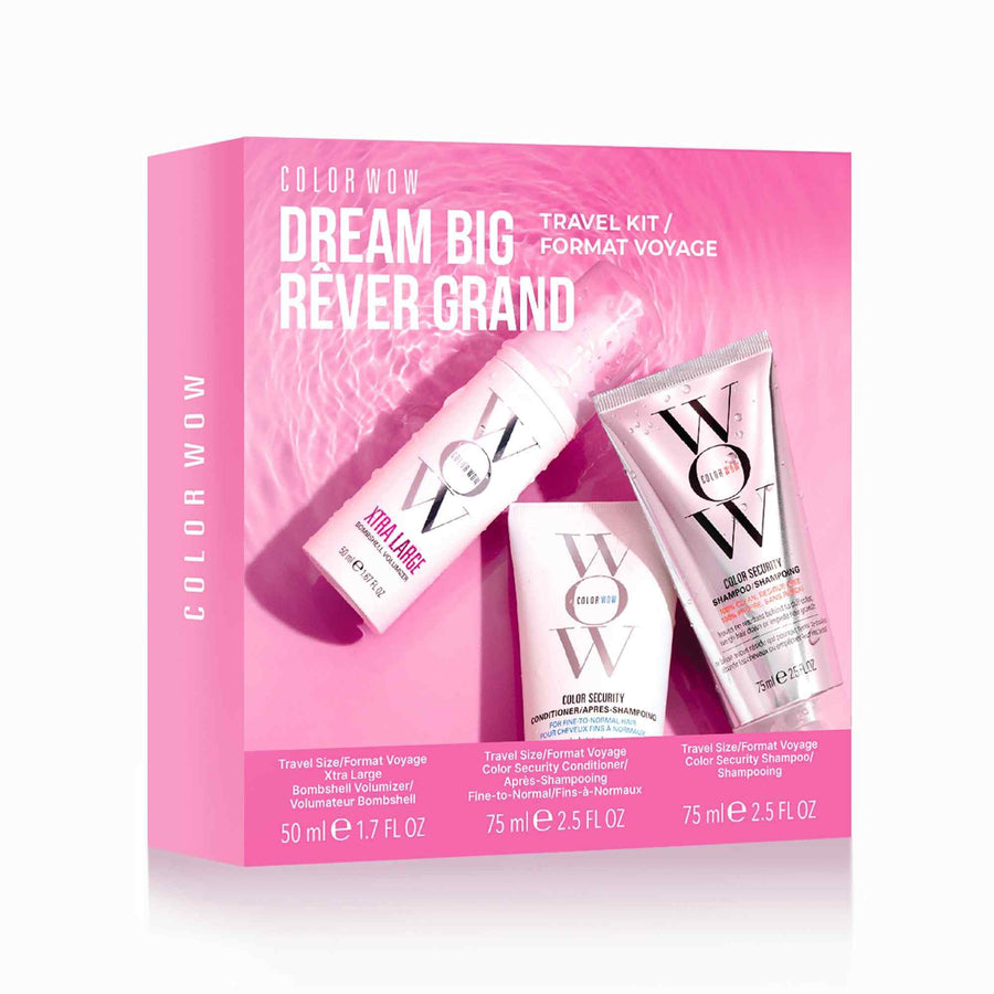 Color WOW Dream Big Pack de viagem com shampoo, condicionador e Xtra Large