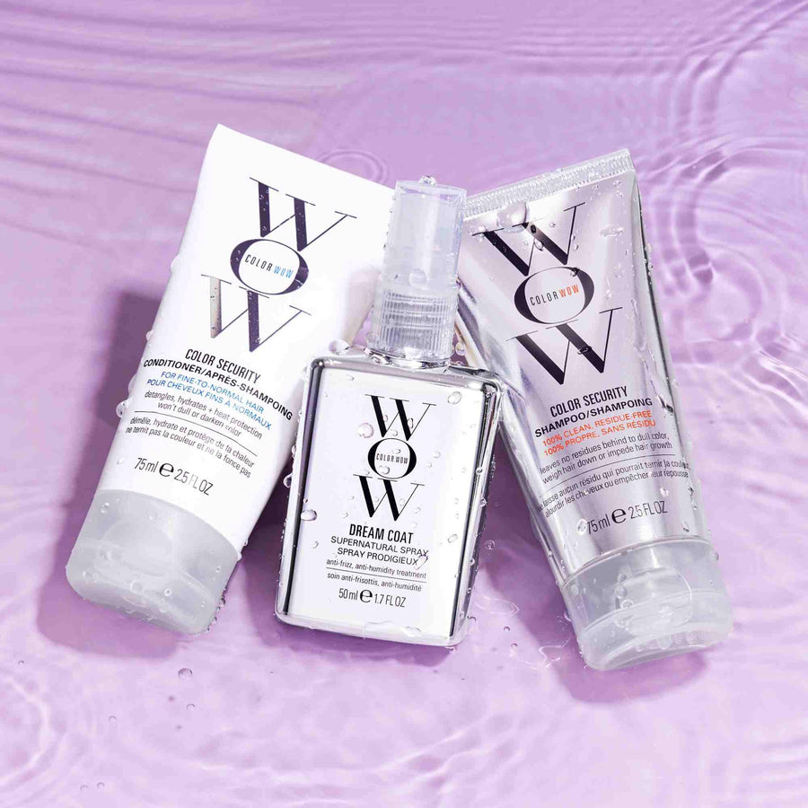 Color WOW Dream Smooth Pack de viagem com shampoo, condicionador e Dream Coat