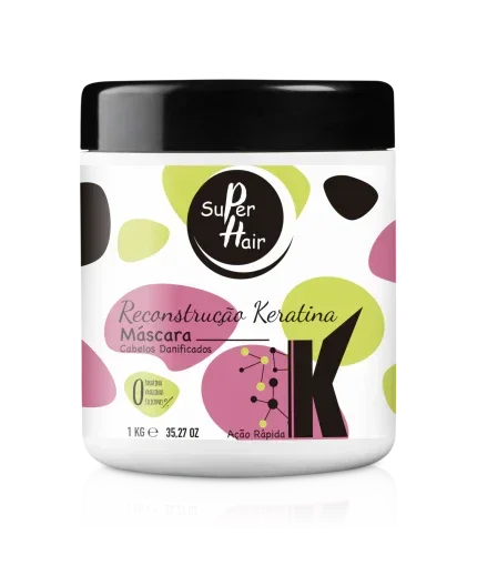 Super Hair Reconstrução Keratina Cabelos Danificados Máscara 1kg - Ilha dos cosméticos