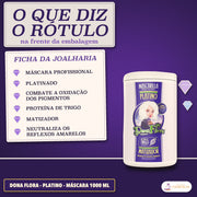 Máscara Matizadora Platinado Dona Flora Cabelo Loiro: as seis frases que a frente imprime, de Platinado a matizador