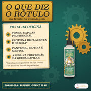 Tónico Rapunzel Dona Flora Ajuda na Prevenção da Queda: o que diz o rótulo, placenta, soja, pantenol e álcool