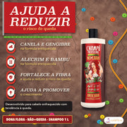 Shampoo Antiqueda Dona Flora Não+Queda com Alecrim: peça de apresentação em parede de escalada, com presas coloridas
