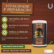 Máscara Crina de Cavalo Dona Flora com Biotina: cartaz de vitalidade e reparação, com biotina e pantenol na fórmula
