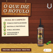 Tónico Crina de Cavalo Dona Flora Fortalecedor: o que diz o rótulo, biotina e proteínas, força máxima