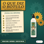 Leave-in Rapunzel Dona Flora Proteção Térmica e UV: o que diz o rótulo, as sete frases da frente da embalagem