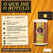 Máscara Crespos e Encaracolados Afro Boom Dona Flora: cartão Lado B: três linhas da frente, três do verso e os 1000 ml no fim