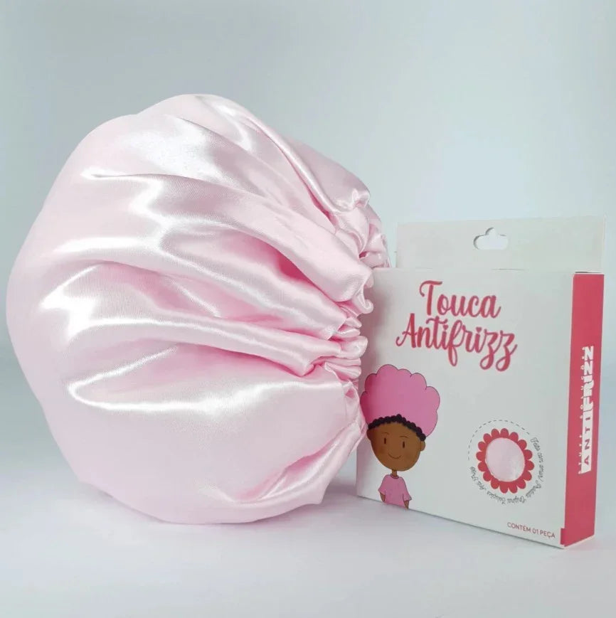 Soulta Touca Cetim Anti Frizz com Elástico Ajustável Rosa Bebe Camada Dupla