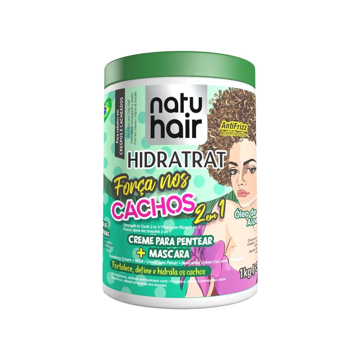NatuHair Força Nos Cachos Creme de Pentear 2 em 1 1kg - Ilha dos cosméticos