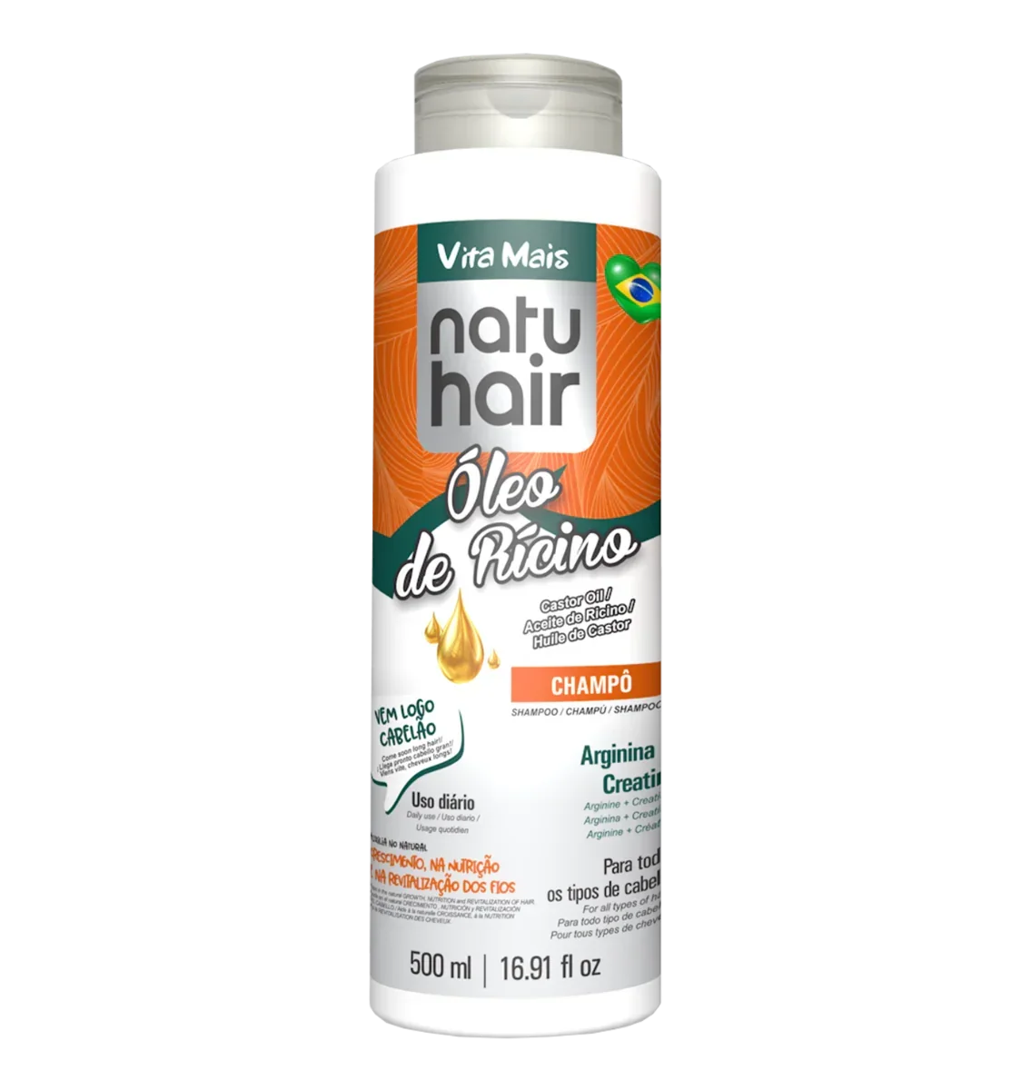 NatuHair Óleo De Rícino Shampoo 500ml - Ilha dos cosméticos