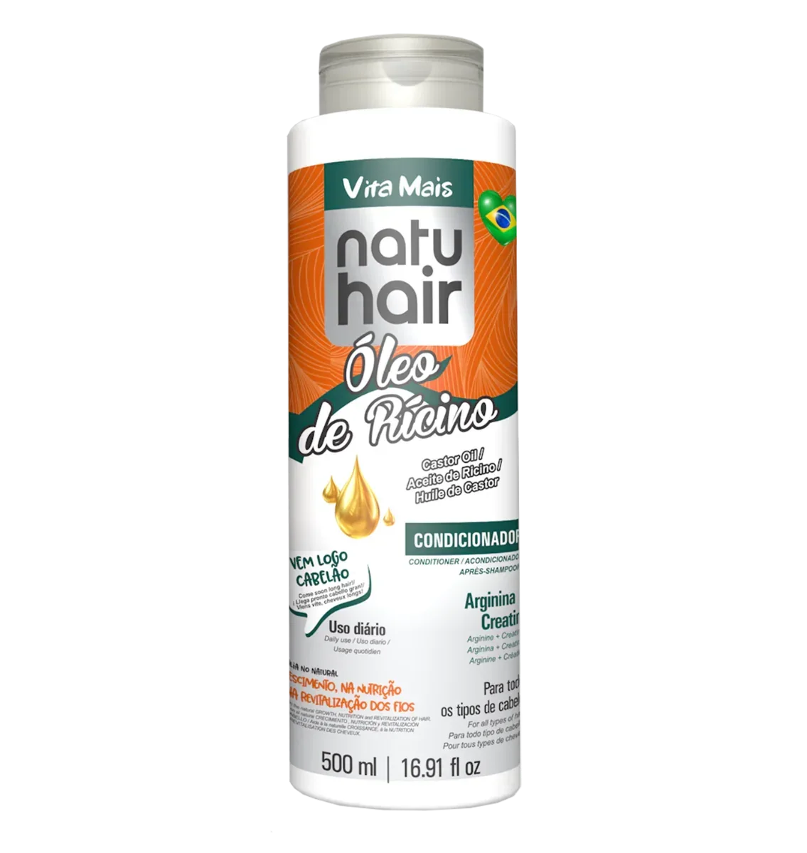 NatuHair Óleo De Rícino Condicionador 500ml - Ilha dos cosméticos