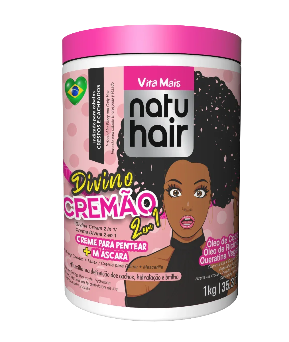 NatuHair Divino Cremão 2 em 1 Creme de pentear + Creme de hidratação 1kg - Ilha dos cosméticos