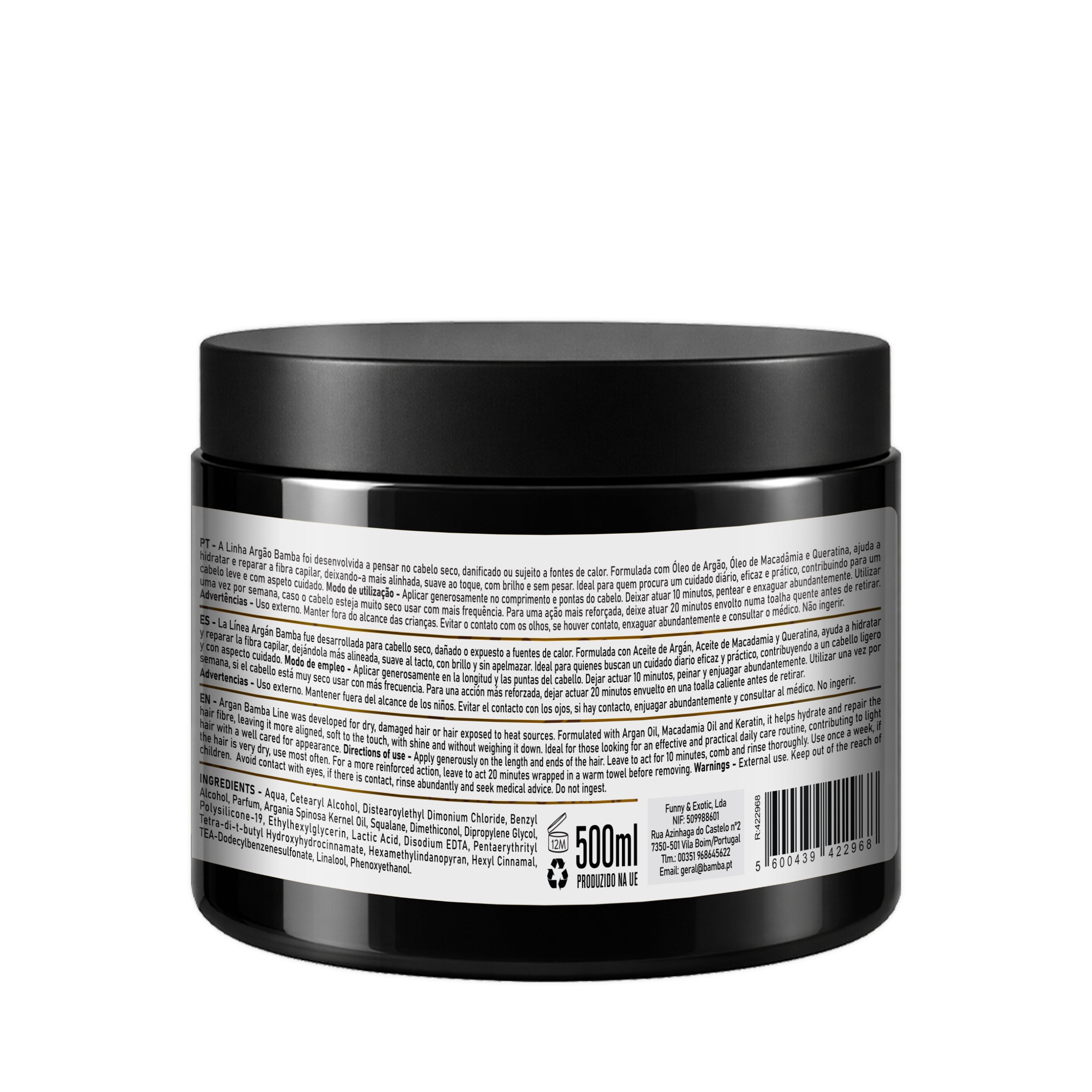 Bamba Argão Intenso Máscara Capilar Nutrição & Brilho 500ml