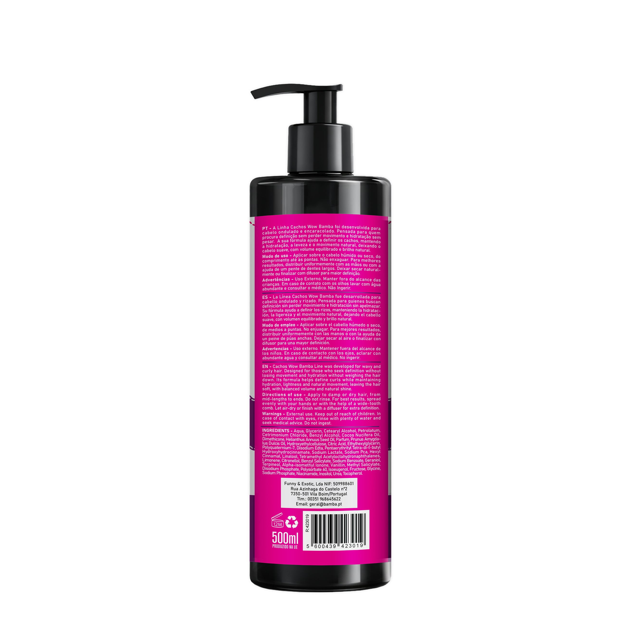 Bamba Cachos WOW Ativador de Cachos Definição, Hidratação & Brilho 500ml