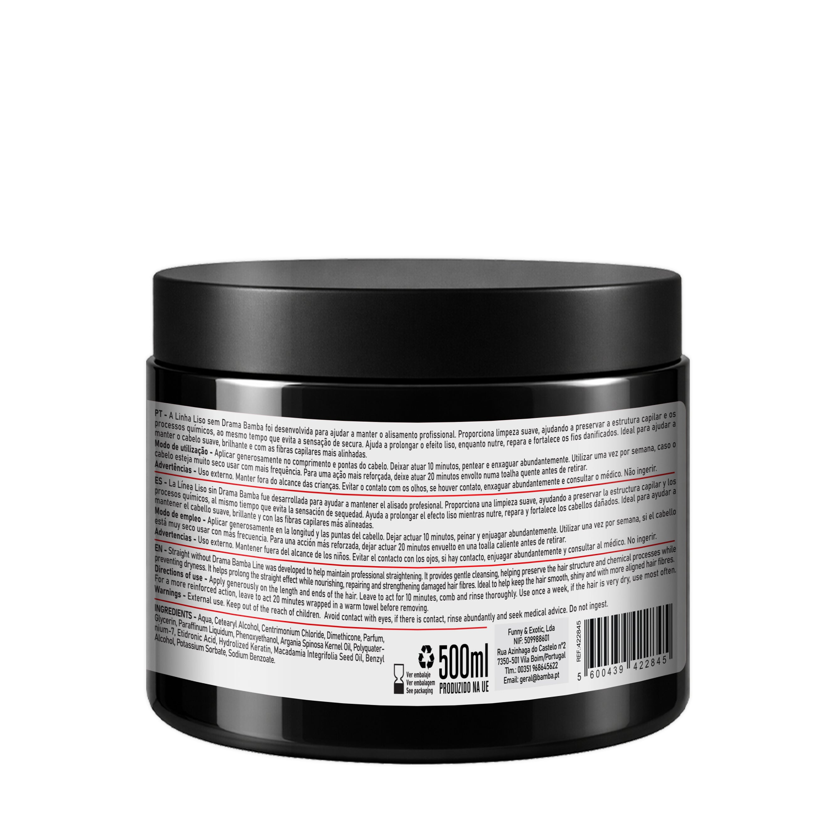 Bamba Liso Sem Drama Máscara Capilar Alinhamento & Frizz 500ml