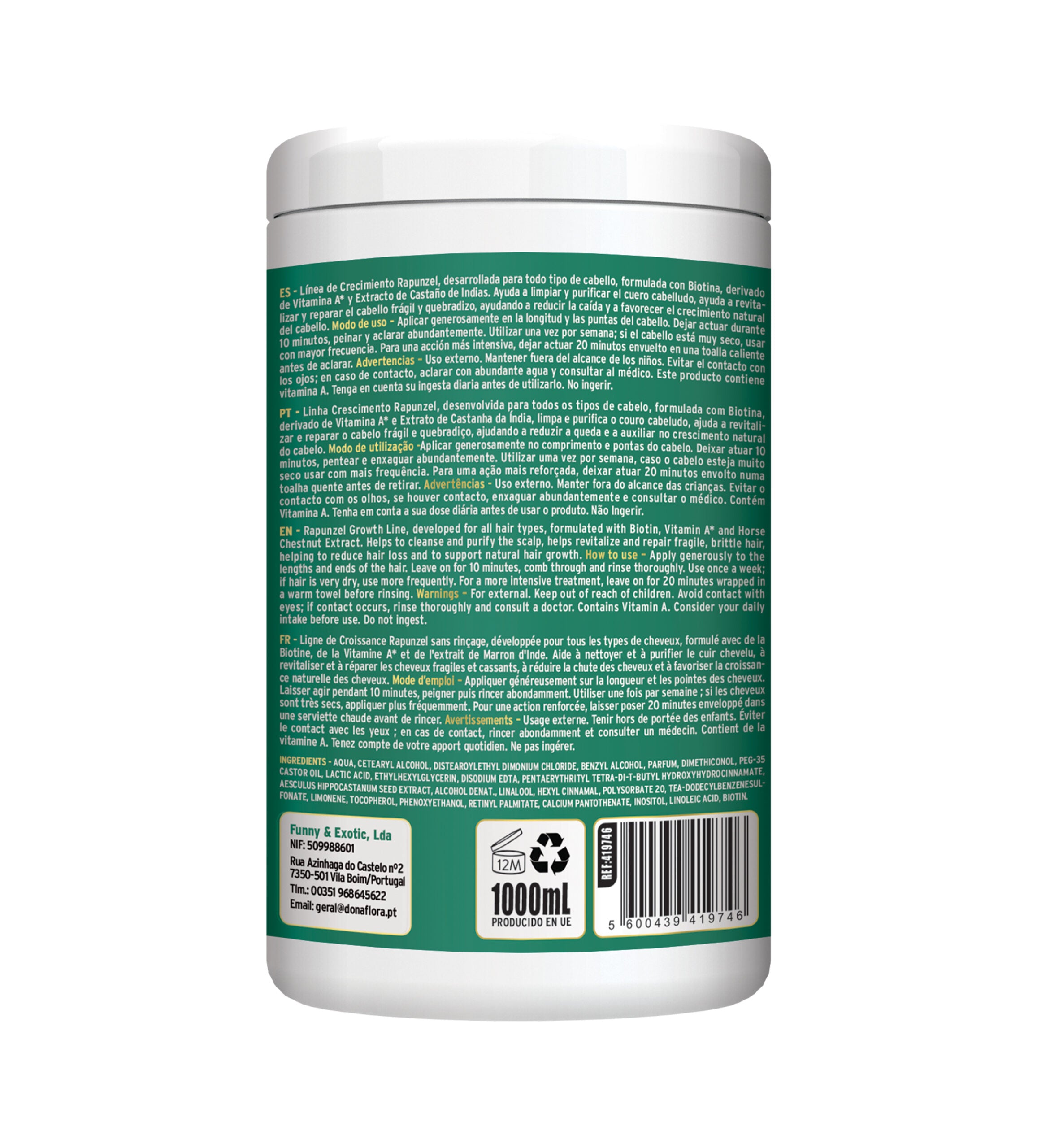 Dona Flora Rapunzel Máscara Capilar Crescimento & Fortalecimento 1kg