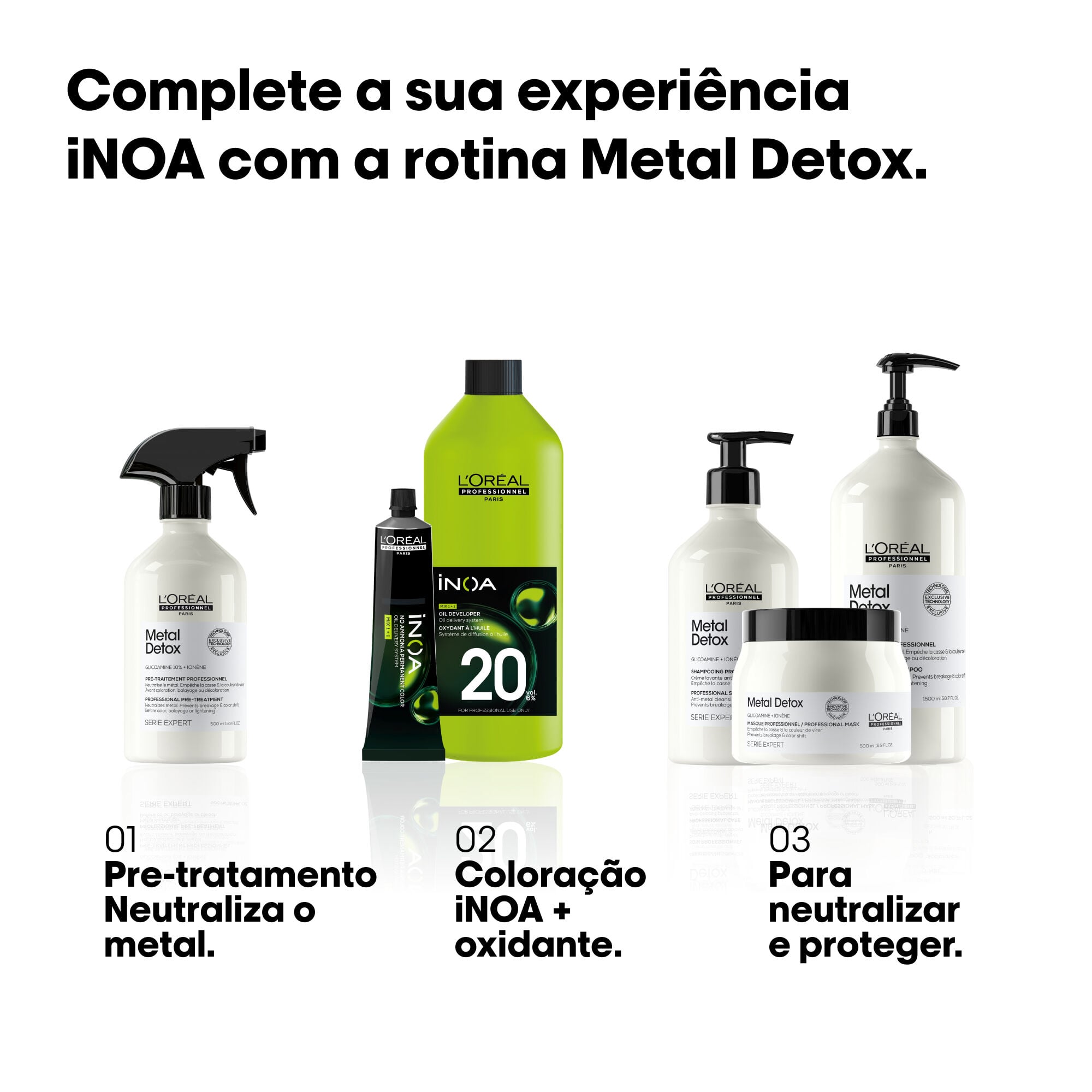 Rotina Metal Detox para completar o serviço de coloração iNOA