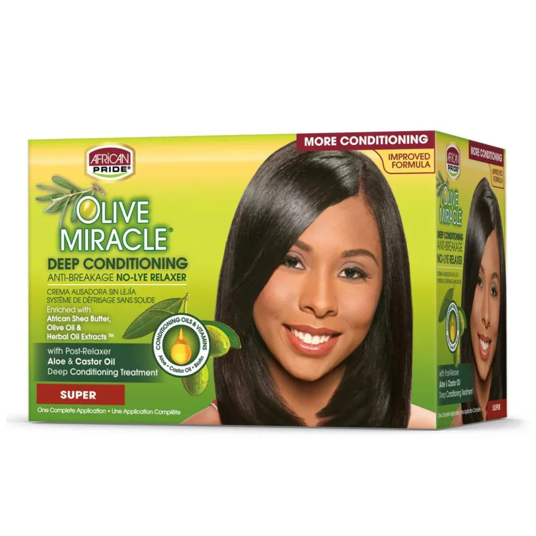 African Pride Olive Miracle Kit Desfrisante Super - Ilha dos cosméticos