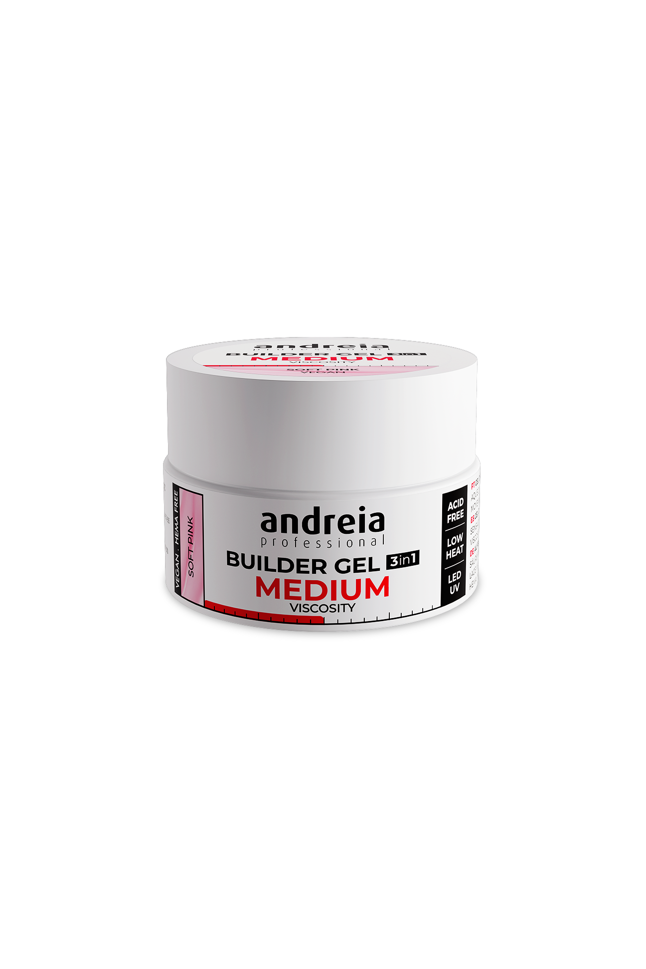 Andreia Builder Gel 3 em 1 Viscosidade Média Soft Pink 22 g